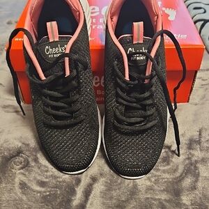 Cheeks Women's Black and Pink Sparkle Fit Body Sneakers Worn 2X